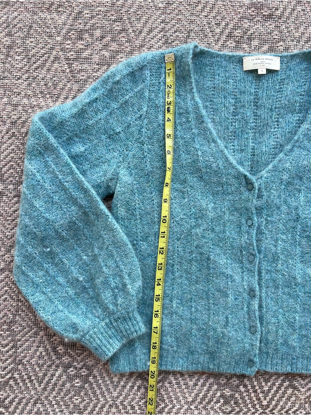 Sézane Antonetta Cardigan Island Blue Super Kid Mohair Wool Small - Picture 5 of 8